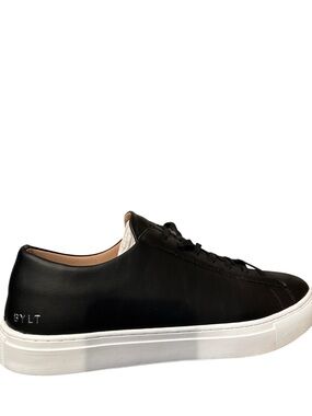 Black Leather Low-Top Sneaker with White Sole